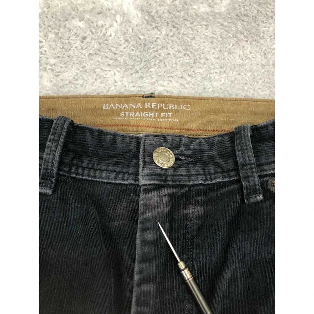 Banana Republic Corduroy Pants Mens 34x30 (Tag 33x30) Navy Blue Straight *Flaw